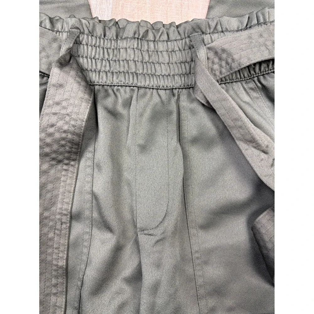 Abercrombie & Fitch Olive Green Paperbag Waist Pull On Pants XS Sheen Finish‎